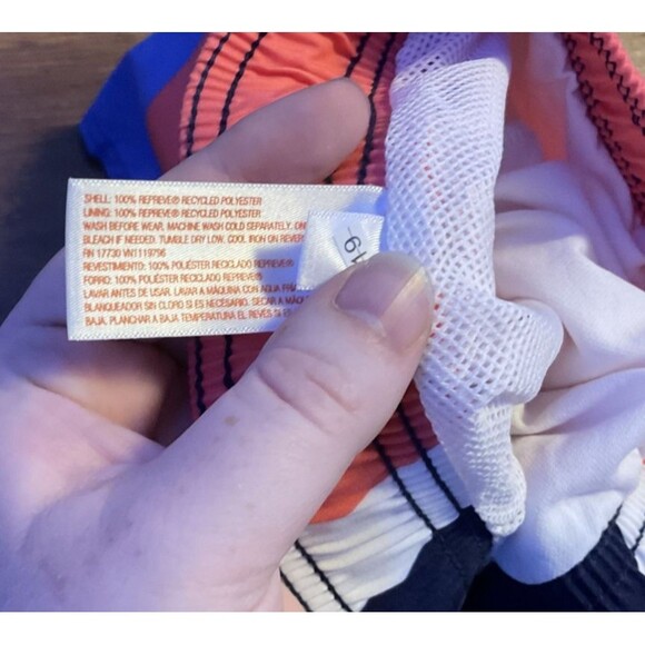 cat & jack 4t toddler nwt swim trunks boy color block lined blue peach white - Picture 3 of 4